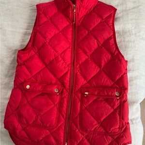 Woman’s Red Quilted Vest with Pockets